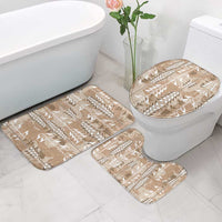 Beige Hawaii Tapa Pattern Bathroom Set With Heliconia Vintage Style LT05 - Polynesian Pride