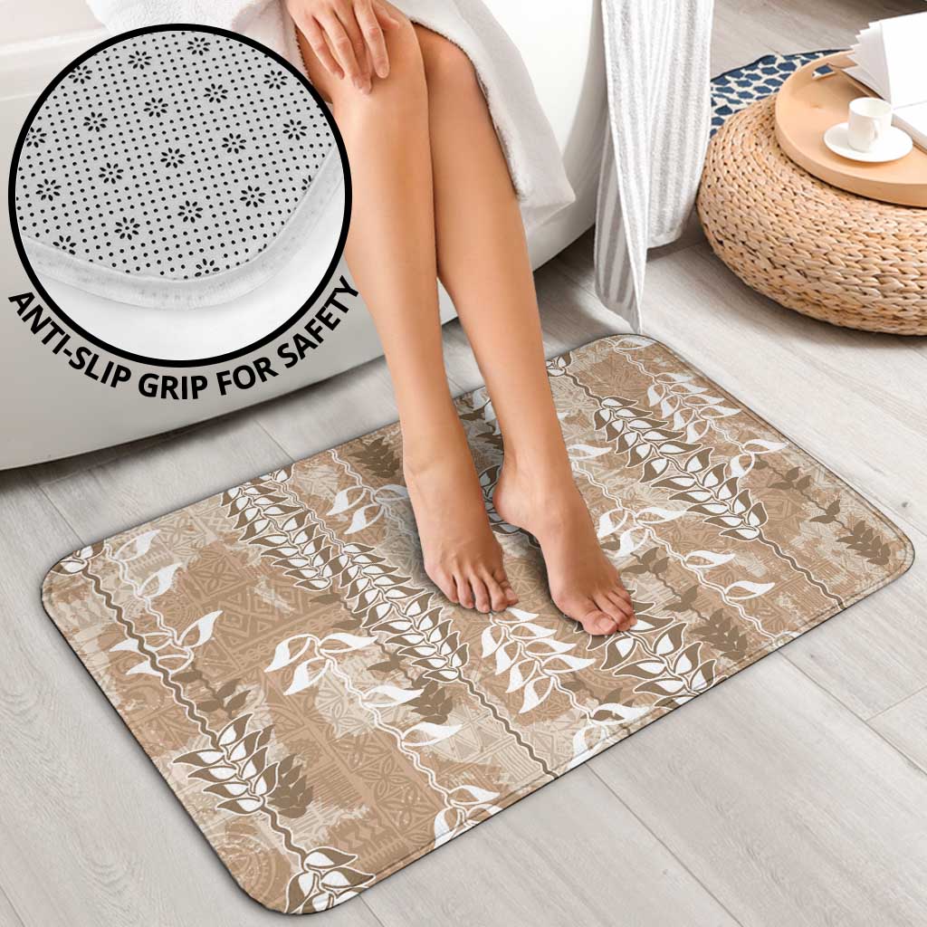 Beige Hawaii Tapa Pattern Bathroom Set With Heliconia Vintage Style LT05 - Polynesian Pride