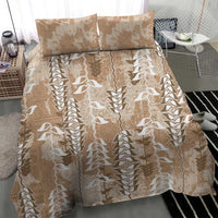 Beige Hawaii Tapa Pattern Bedding Set With Heliconia Vintage Style LT05 - Polynesian Pride