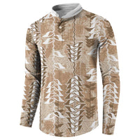 Beige Hawaii Tapa Pattern Button Sweatshirt With Heliconia Vintage Style LT05 - Polynesian Pride