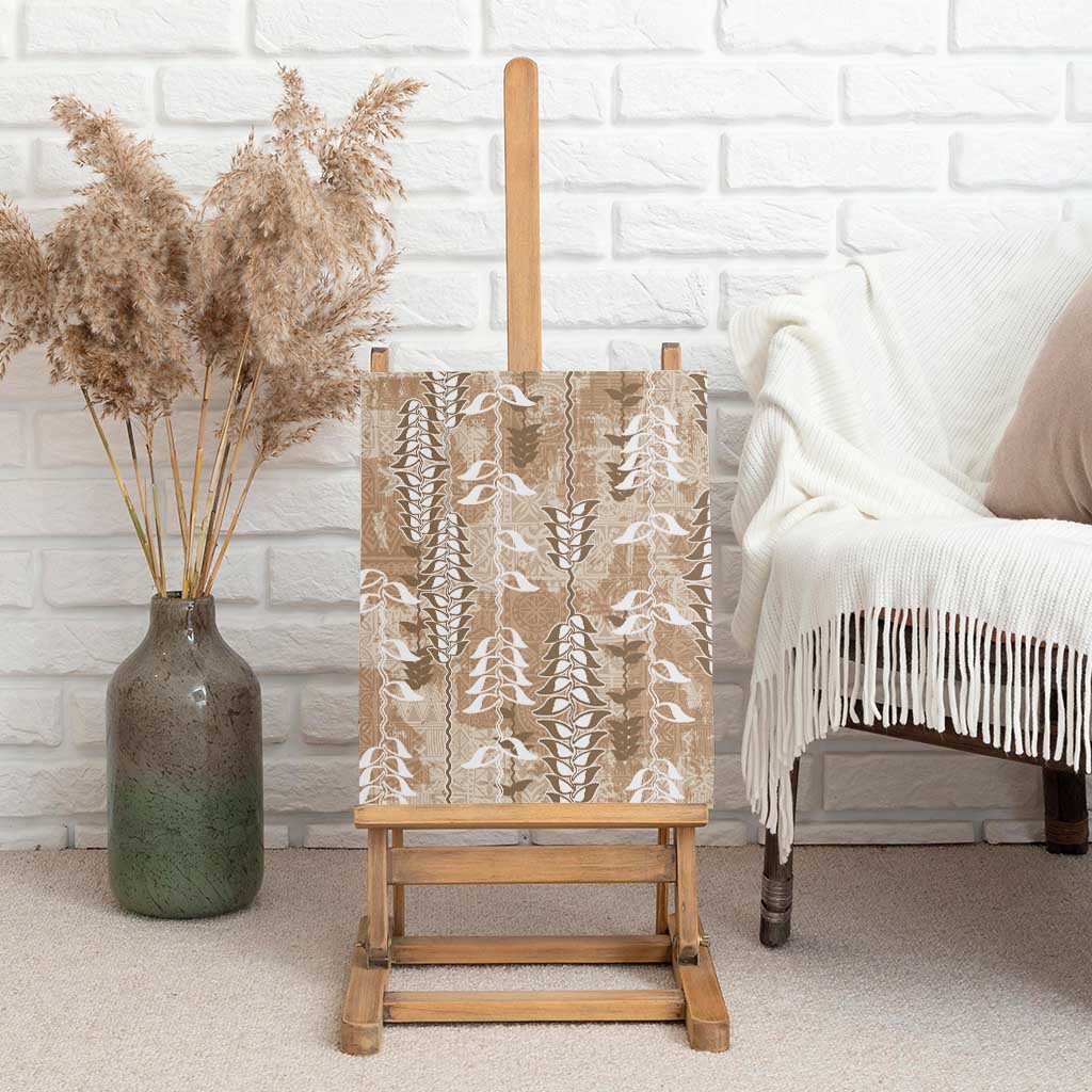 Beige Hawaii Tapa Pattern Canvas Wall Art With Heliconia Vintage Style LT05 - Polynesian Pride