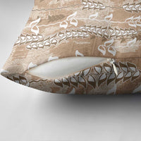 Beige Hawaii Tapa Pattern Pillow Cover With Heliconia Vintage Style LT05 - Polynesian Pride