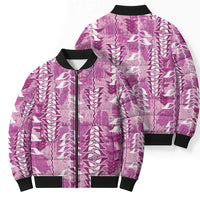 Magenta Hawaii Tapa Pattern Bomber Puffer Jacket With Heliconia Vintage Style LT05 - Polynesian Pride