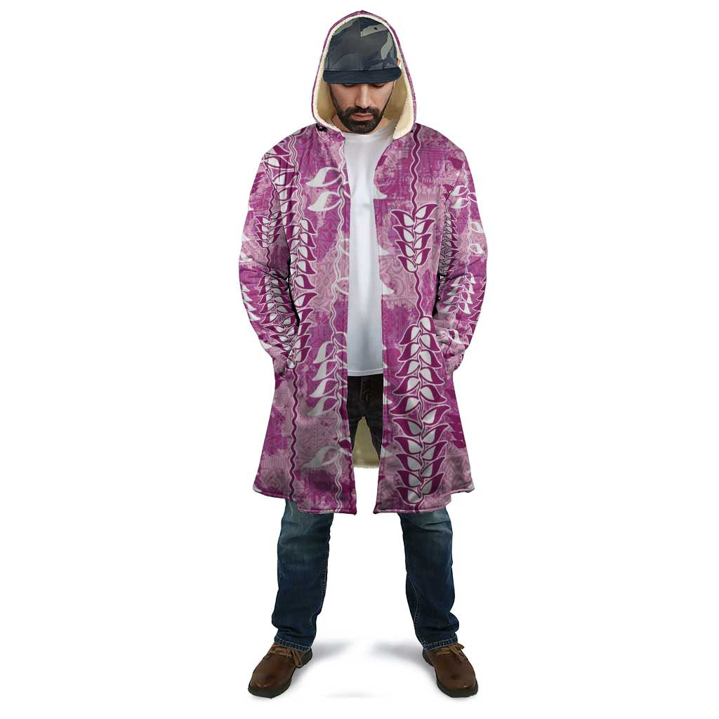 Magenta Hawaii Tapa Pattern Cloak With Heliconia Vintage Style LT05 - Polynesian Pride