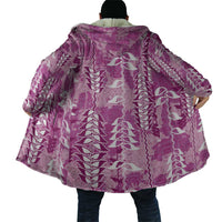 Magenta Hawaii Tapa Pattern Cloak With Heliconia Vintage Style LT05 - Polynesian Pride
