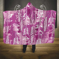 Magenta Hawaii Tapa Pattern Hooded Blanket With Heliconia Vintage Style LT05 - Polynesian Pride