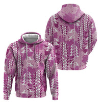 Magenta Hawaii Tapa Pattern Hoodie With Heliconia Vintage Style LT05 - Polynesian Pride