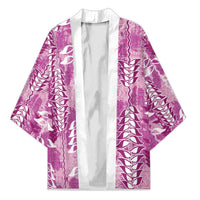 Magenta Hawaii Tapa Pattern Kimono With Heliconia Vintage Style LT05 Unisex Magenta - Polynesian Pride