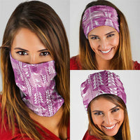 Magenta Hawaii Tapa Pattern Neck Gaiter With Heliconia Vintage Style LT05 - Polynesian Pride