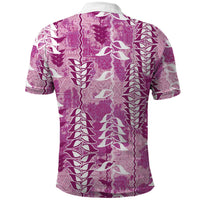 Magenta Hawaii Tapa Pattern Polo Shirt With Heliconia Vintage Style LT05 - Polynesian Pride