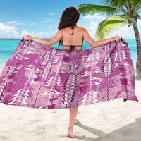 Magenta Hawaii Tapa Pattern Sarong With Heliconia Vintage Style LT05 - Polynesian Pride