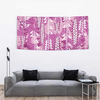 Magenta Hawaii Tapa Pattern Tapestry With Heliconia Vintage Style LT05 - Polynesian Pride