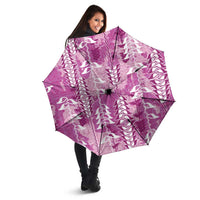 Magenta Hawaii Tapa Pattern Umbrella With Heliconia Vintage Style LT05 - Polynesian Pride