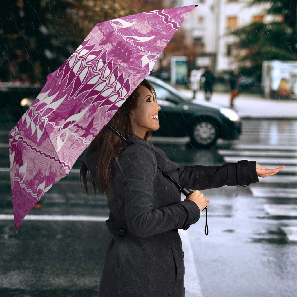 Magenta Hawaii Tapa Pattern Umbrella With Heliconia Vintage Style LT05 - Polynesian Pride