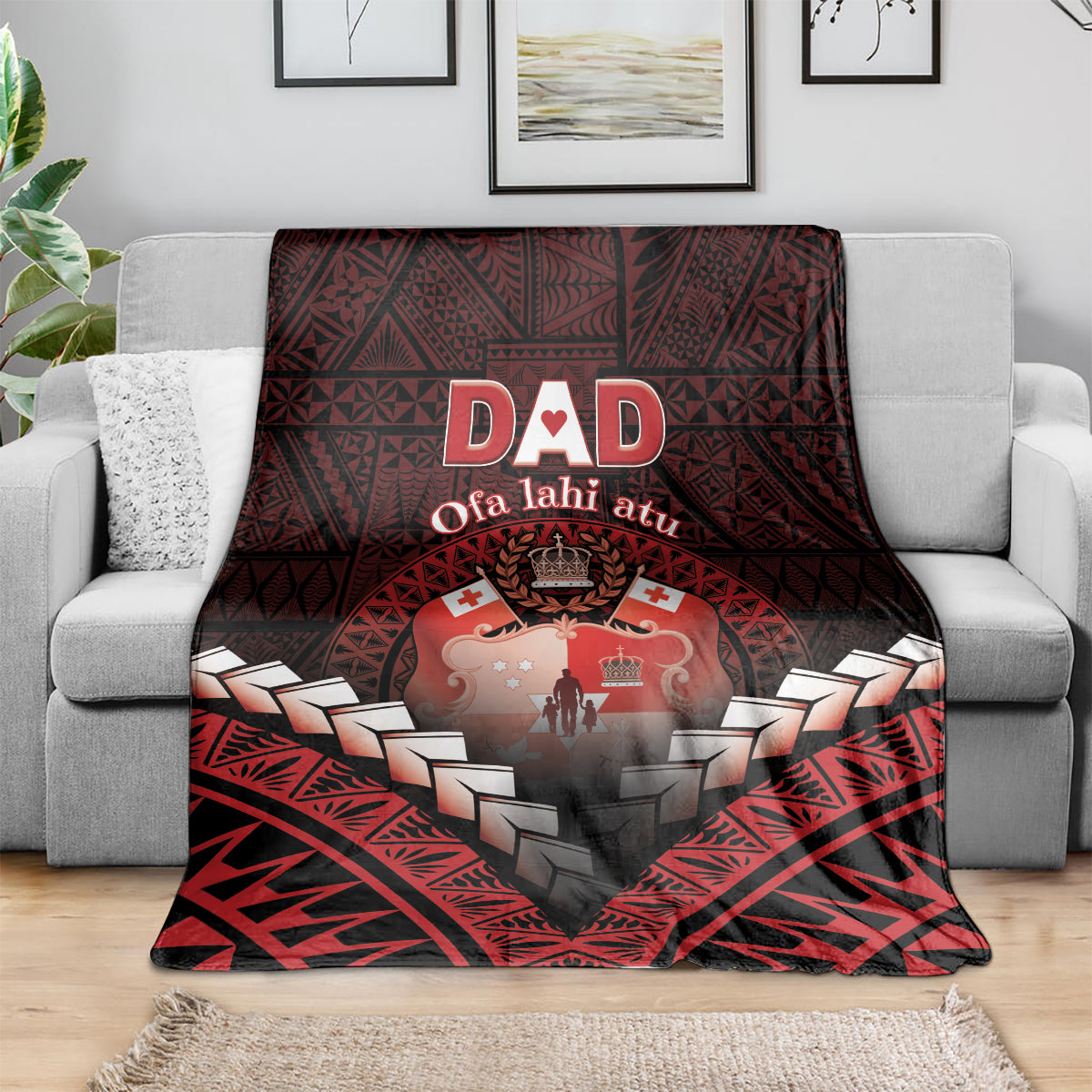 Tonga Happy Father's Day Blanket Ofa Lahi Atu Dad Polynesian Tribal LT05 - Polynesian Pride