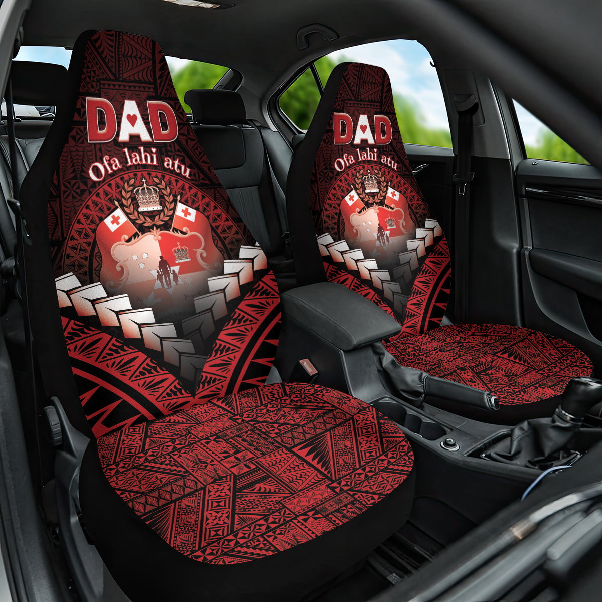 Tonga Happy Father's Day Car Seat Cover Ofa Lahi Atu Dad Polynesian Tribal LT05 One Size Red - Polynesian Pride