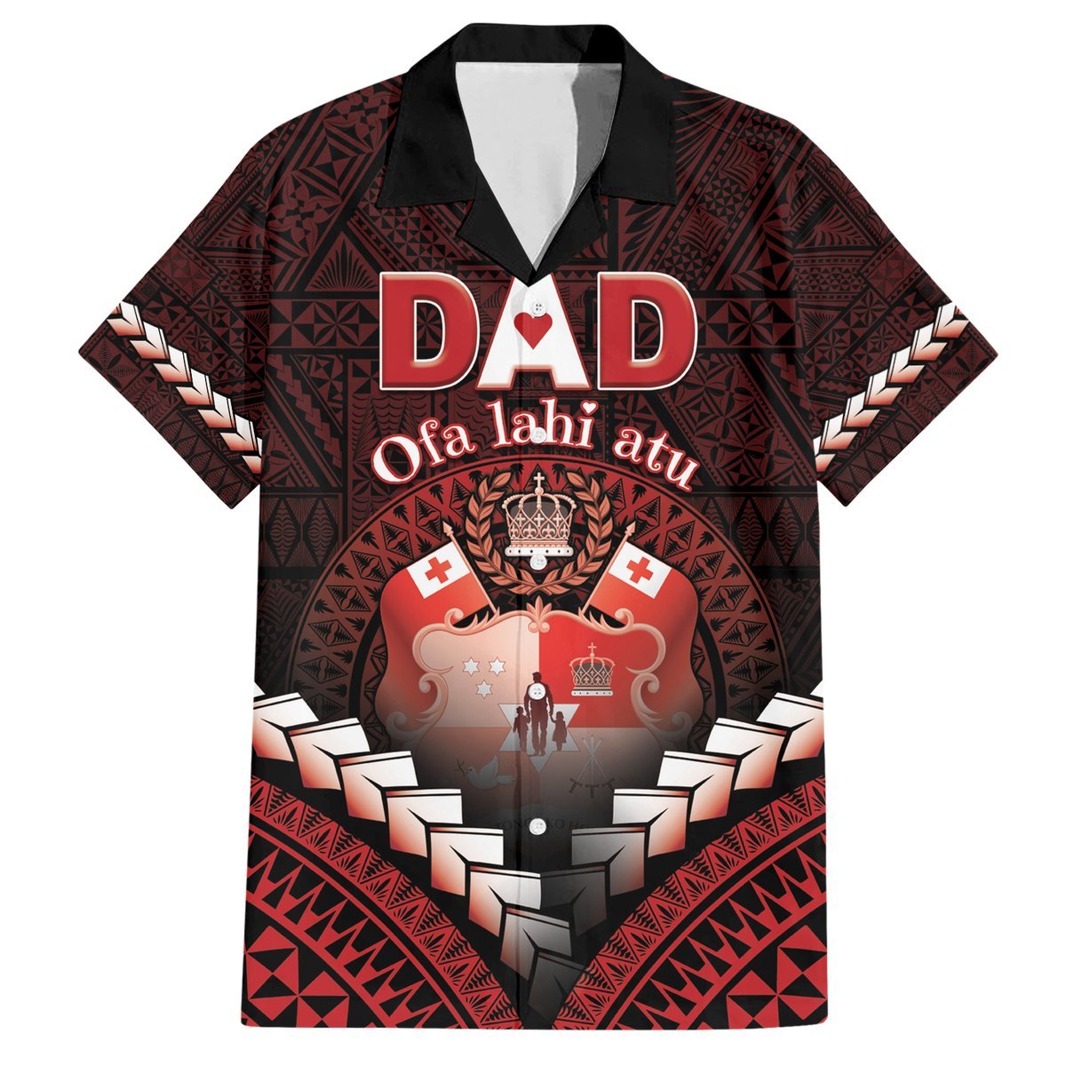 Personalised Tonga Happy Father's Day Hawaiian Shirt Ofa Lahi Atu Dad Polynesian Tribal LT05 Red - Polynesian Pride