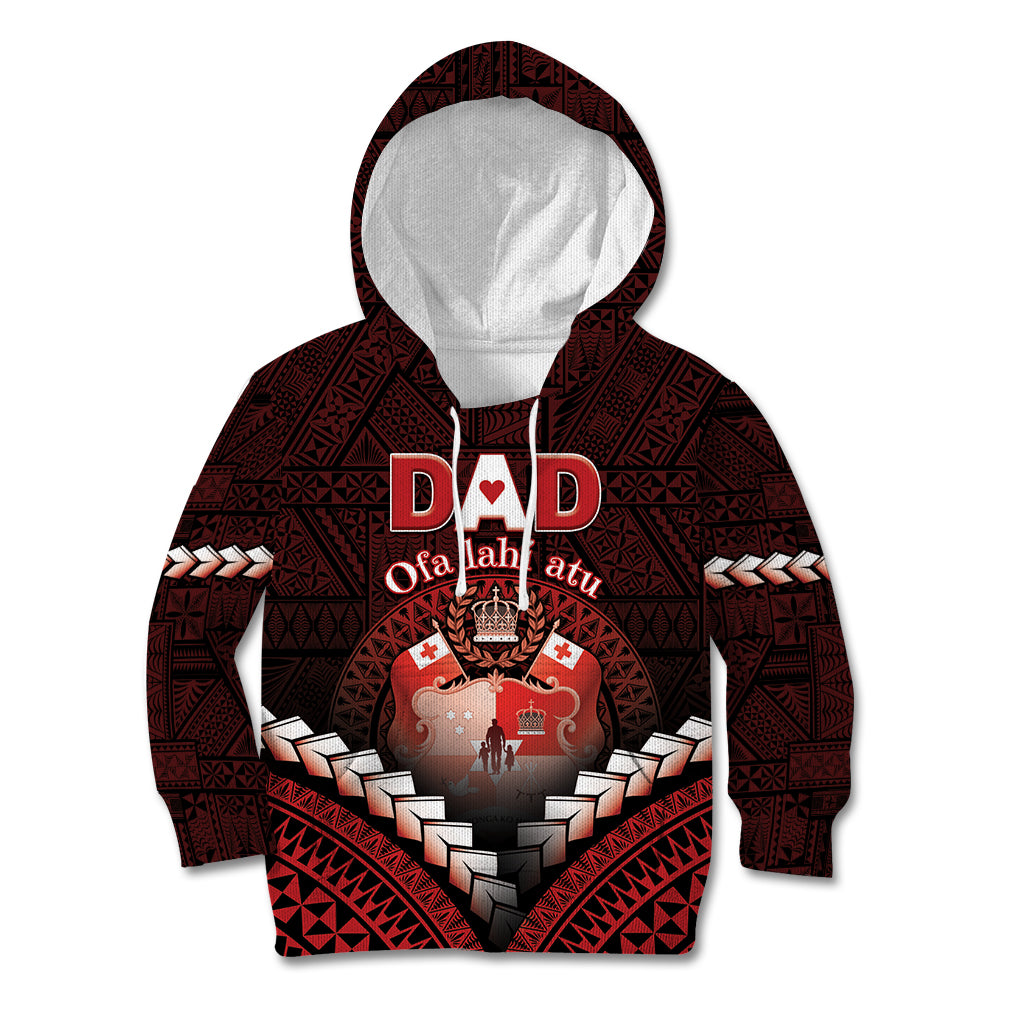 Personalised Tonga Happy Father's Day Kid Hoodie Ofa Lahi Atu Dad Polynesian Tribal LT05 Hoodie Red - Polynesian Pride
