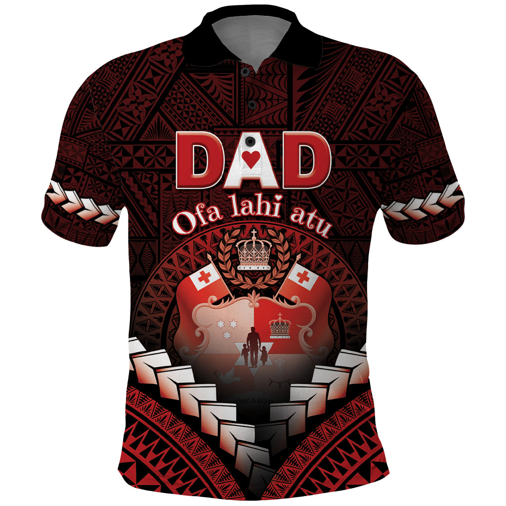 Personalised Tonga Happy Father's Day Polo Shirt Ofa Lahi Atu Dad Polynesian Tribal LT05 Red - Polynesian Pride