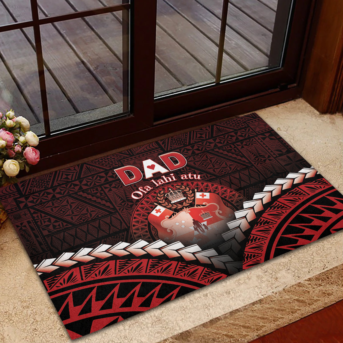 Tonga Happy Father's Day Rubber Doormat Ofa Lahi Atu Dad Polynesian Tribal LT05 - Polynesian Pride