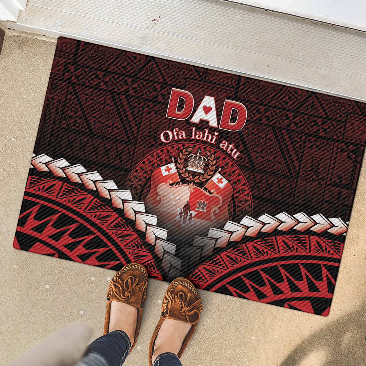 Tonga Happy Father's Day Rubber Doormat Ofa Lahi Atu Dad Polynesian Tribal LT05 - Polynesian Pride