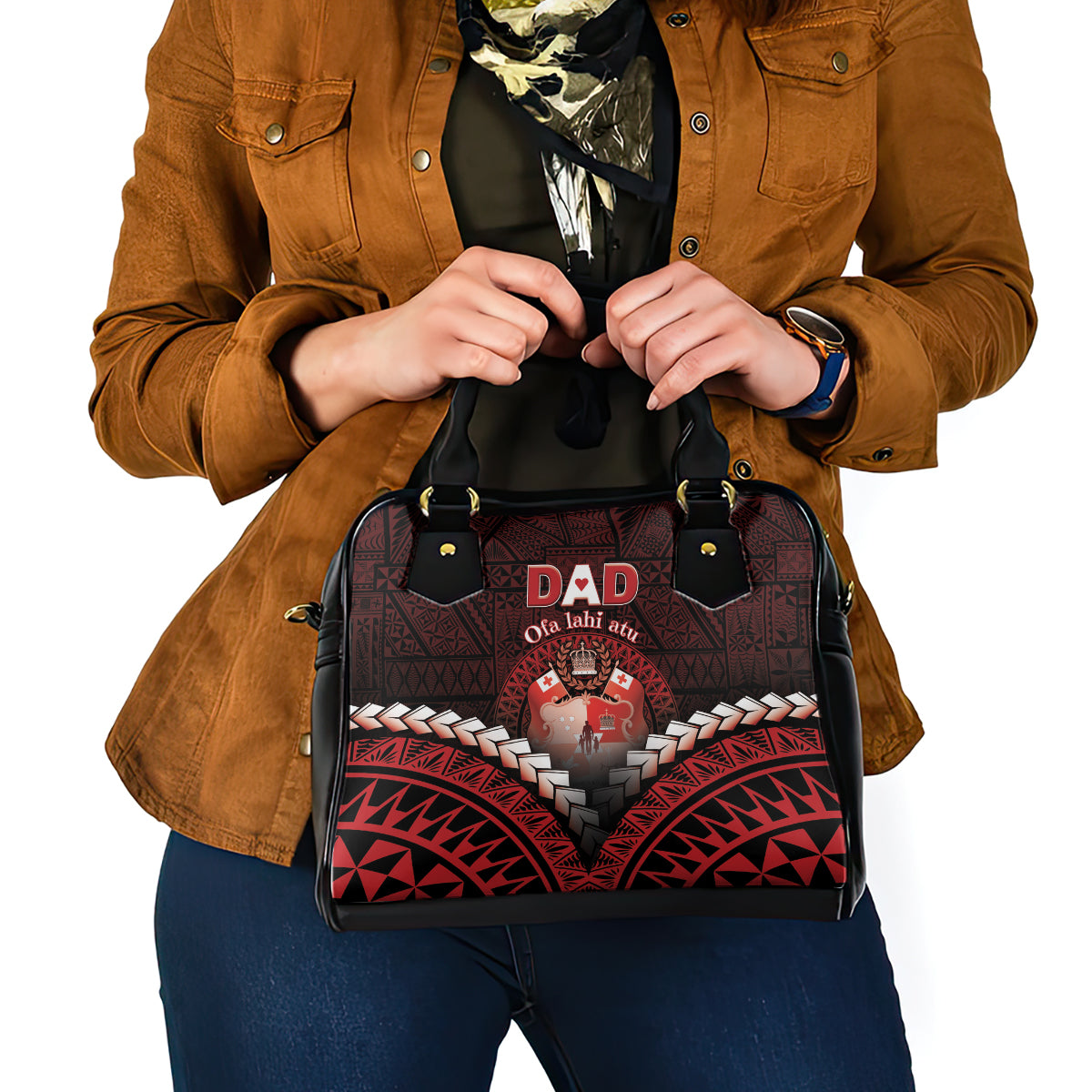 Tonga Happy Father's Day Shoulder Handbag Ofa Lahi Atu Dad Polynesian Tribal LT05 - Polynesian Pride