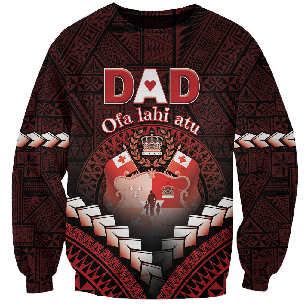 Personalised Tonga Happy Father's Day Sweatshirt Ofa Lahi Atu Dad Polynesian Tribal LT05 Unisex Red - Polynesian Pride