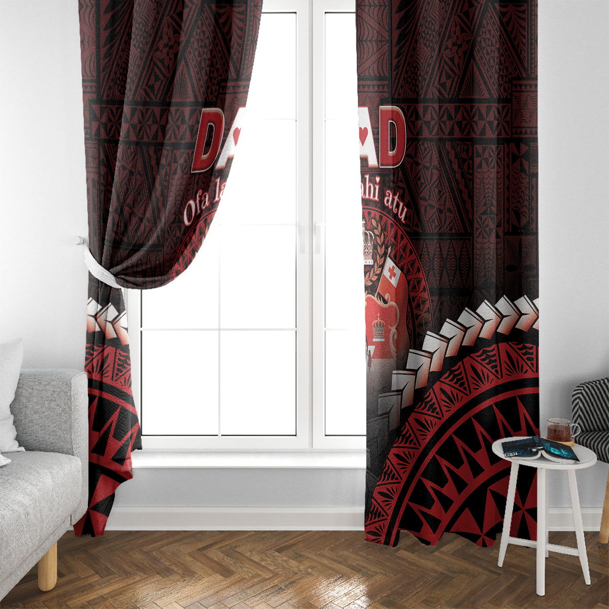Tonga Happy Father's Day Window Curtain Ofa Lahi Atu Dad Polynesian Tribal LT05 - Polynesian Pride
