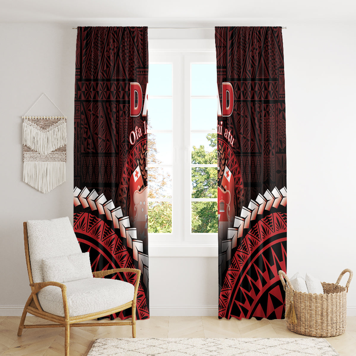 Tonga Happy Father's Day Window Curtain Ofa Lahi Atu Dad Polynesian Tribal LT05 - Polynesian Pride