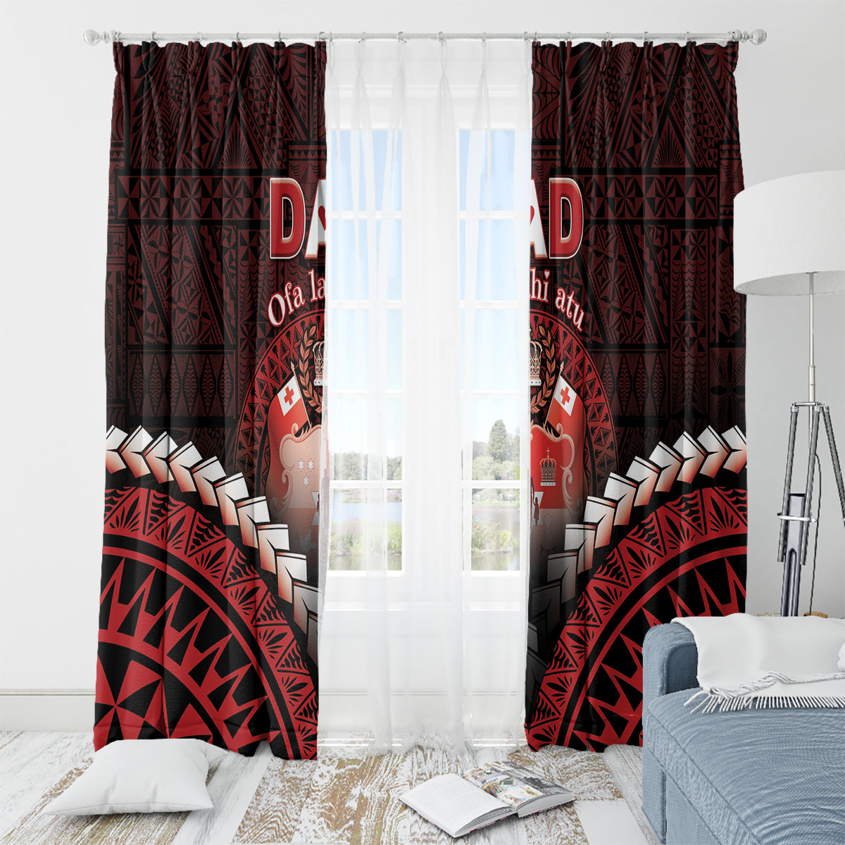 Tonga Happy Father's Day Window Curtain Ofa Lahi Atu Dad Polynesian Tribal LT05 - Polynesian Pride