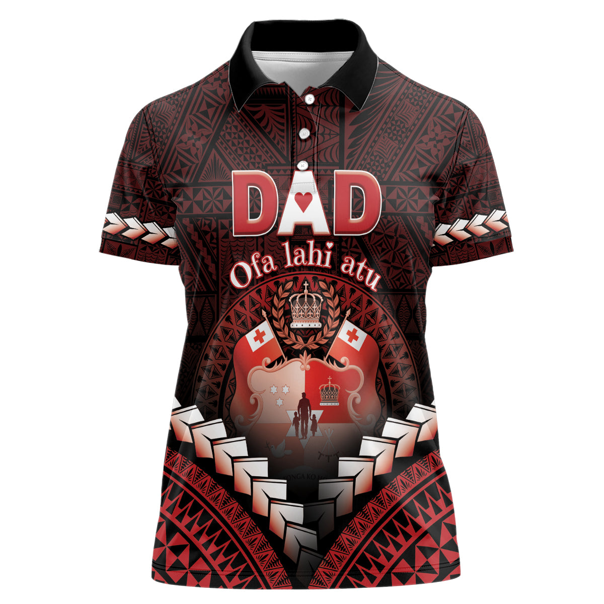 Personalised Tonga Happy Father's Day Women Polo Shirt Ofa Lahi Atu Dad Polynesian Tribal LT05 Female Red - Polynesian Pride
