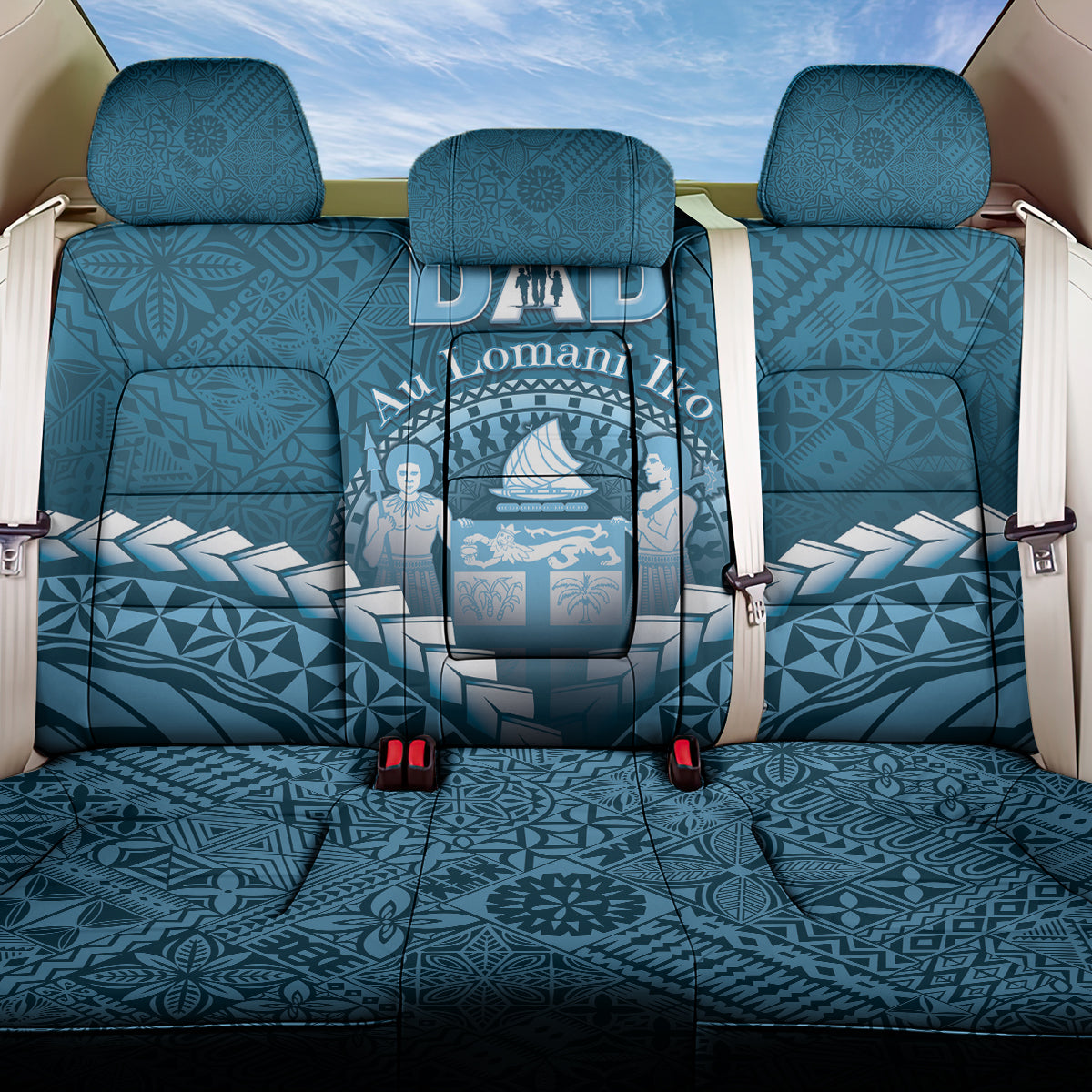 Fiji Happy Father's Day Back Car Seat Cover Au Lomani Iko Dad Polynesian Tribal LT05 One Size Blue - Polynesian Pride