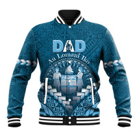 Personalised Fiji Happy Father's Day Baseball Jacket Au Lomani Iko Dad Polynesian Tribal LT05 Unisex Blue - Polynesian Pride