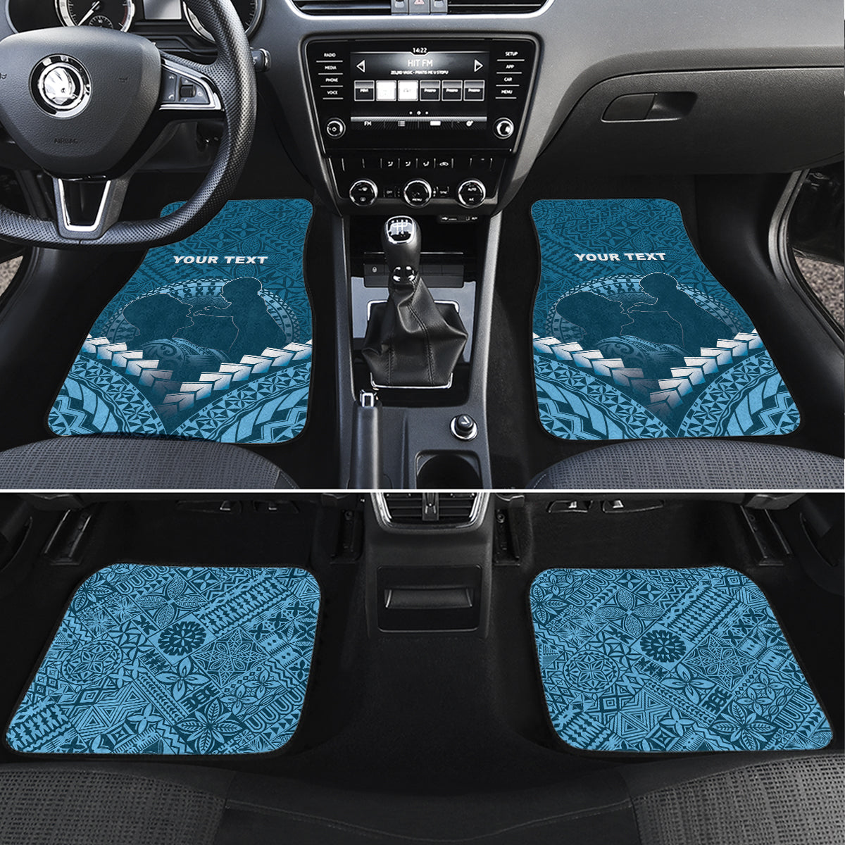Personalised Fiji Happy Father's Day Car Mats Au Lomani Iko Dad Polynesian Tribal LT05 Set 4pcs Blue - Polynesian Pride