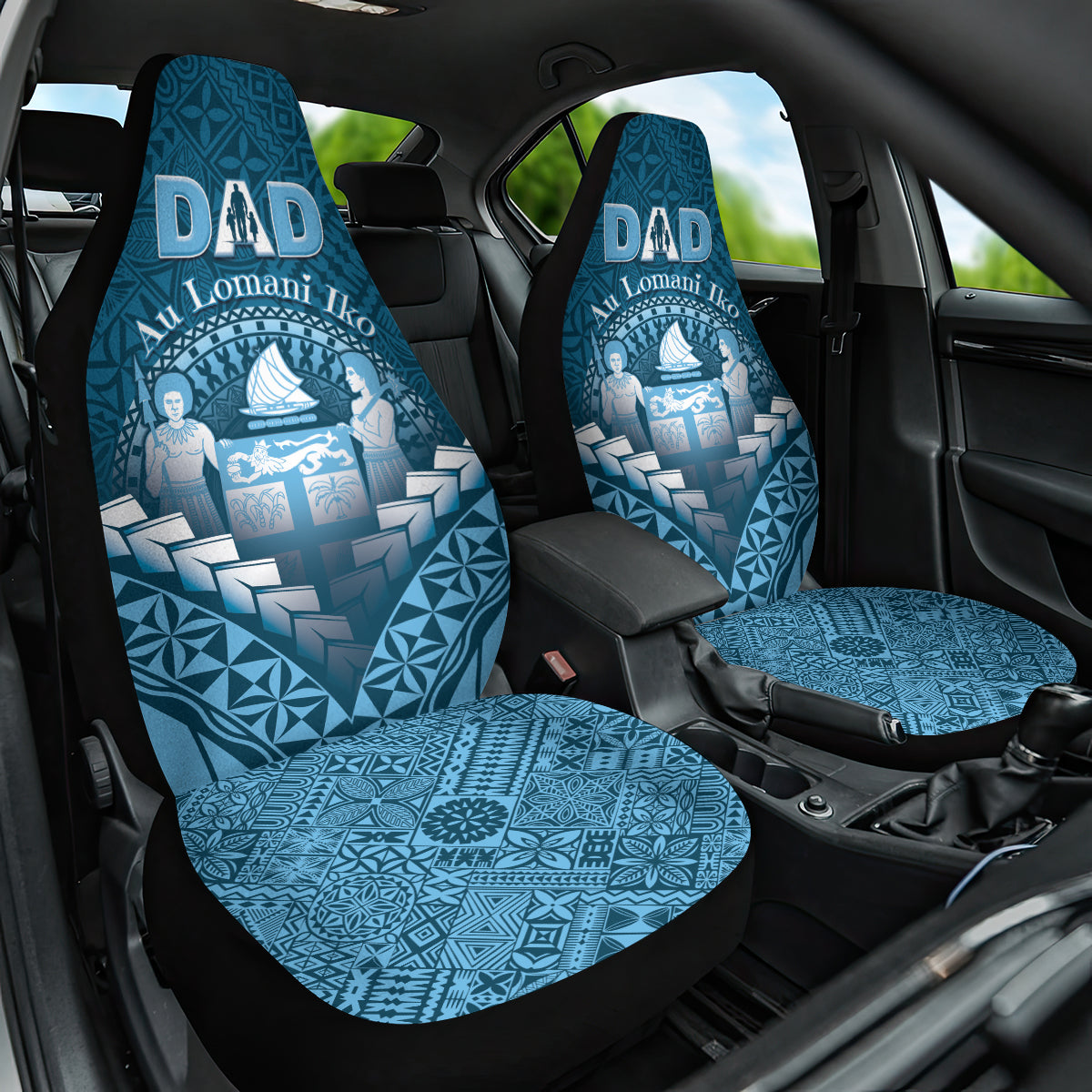 Fiji Happy Father's Day Car Seat Cover Au Lomani Iko Dad Polynesian Tribal LT05 One Size Blue - Polynesian Pride