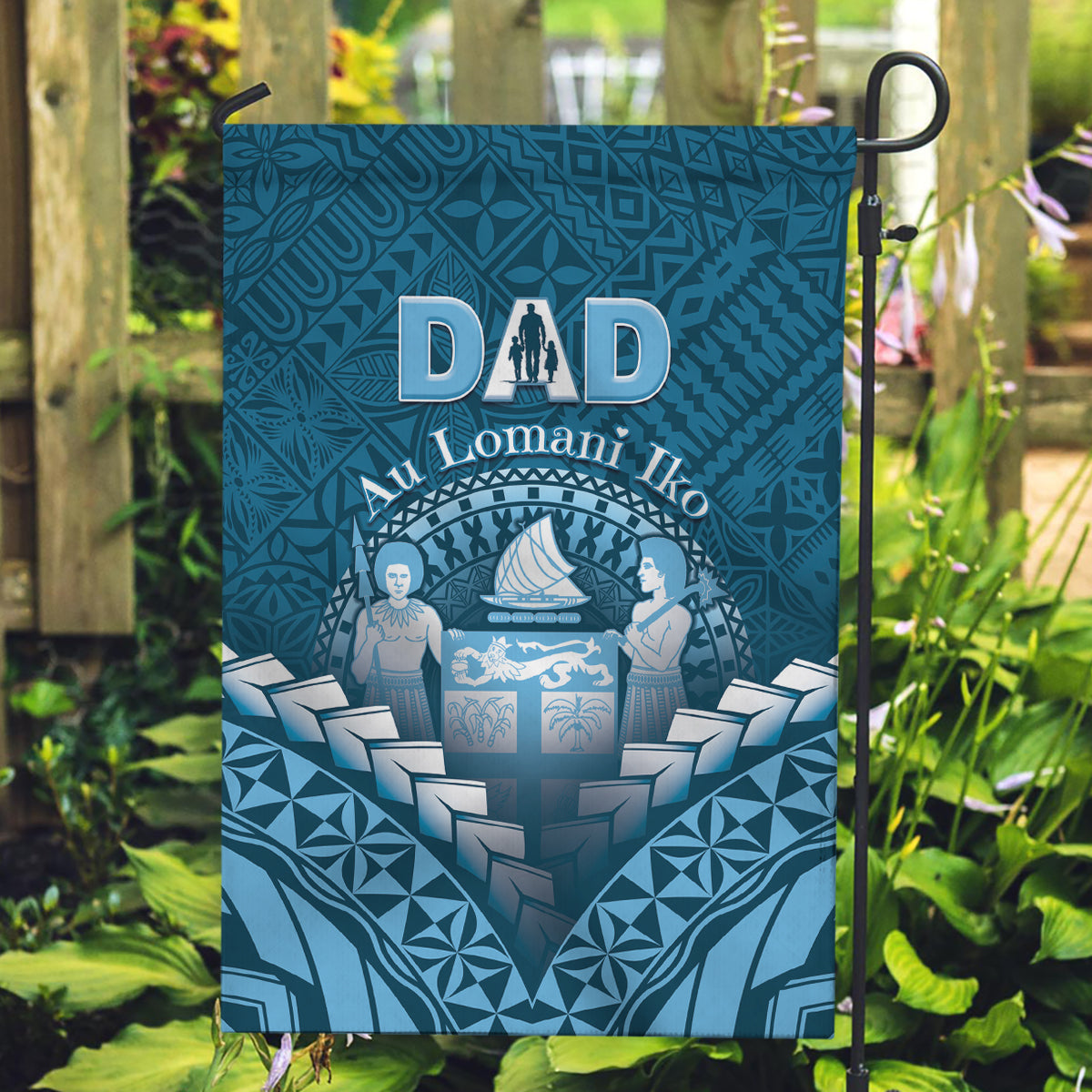 Fiji Happy Father's Day Garden Flag Au Lomani Iko Dad Polynesian Tribal