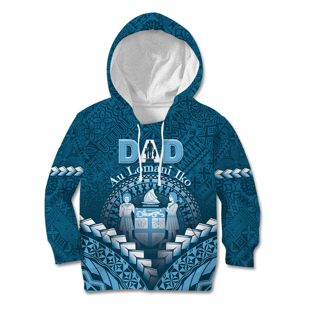 Personalised Fiji Happy Father's Day Kid Hoodie Au Lomani Iko Dad Polynesian Tribal