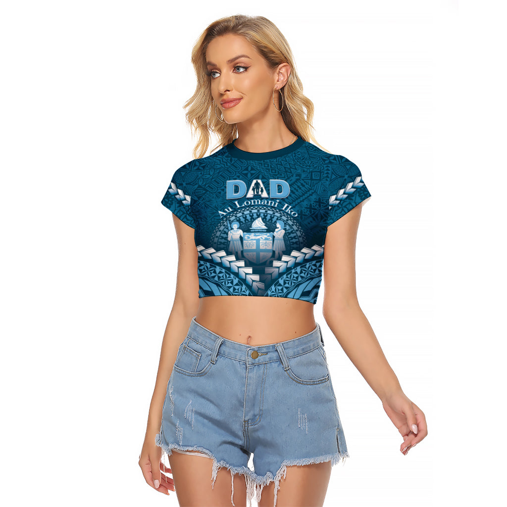 Personalised Fiji Happy Father's Day Raglan Cropped T Shirt Au Lomani Iko Dad Polynesian Tribal