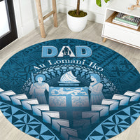 Fiji Happy Father's Day Round Carpet Au Lomani Iko Dad Polynesian Tribal LT05 Blue - Polynesian Pride