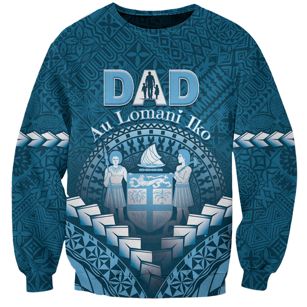 Personalised Fiji Happy Father's Day Sweatshirt Au Lomani Iko Dad Polynesian Tribal