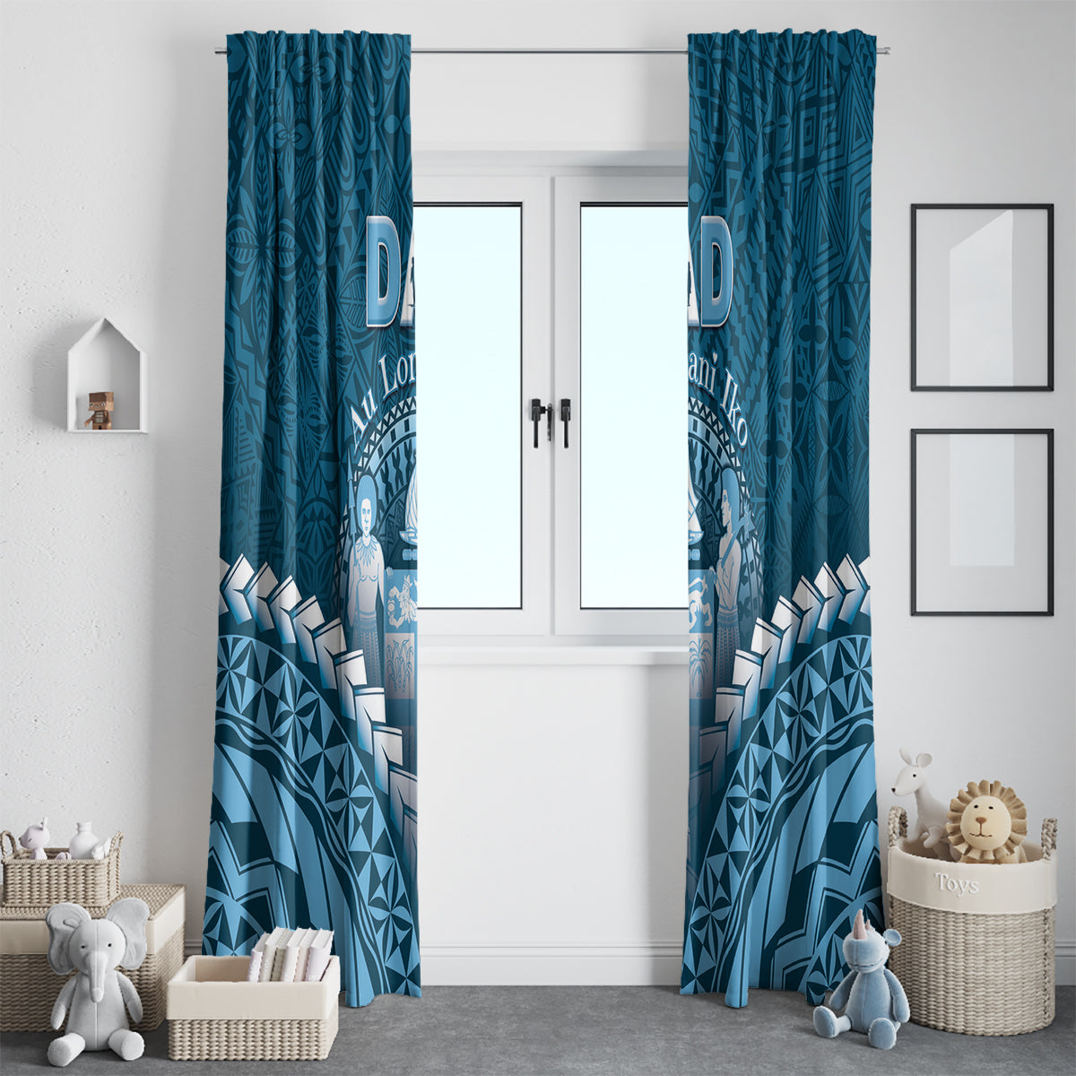 Fiji Happy Father's Day Window Curtain Au Lomani Iko Dad Polynesian Tribal LT05 - Polynesian Pride