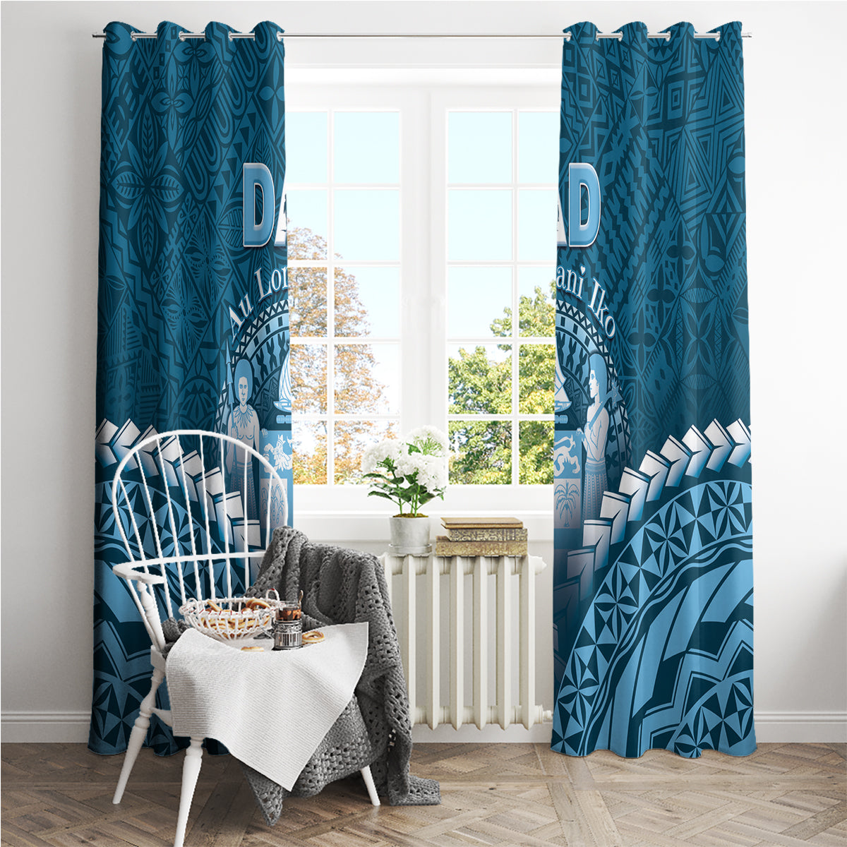 Fiji Happy Father's Day Window Curtain Au Lomani Iko Dad Polynesian Tribal LT05 - Polynesian Pride