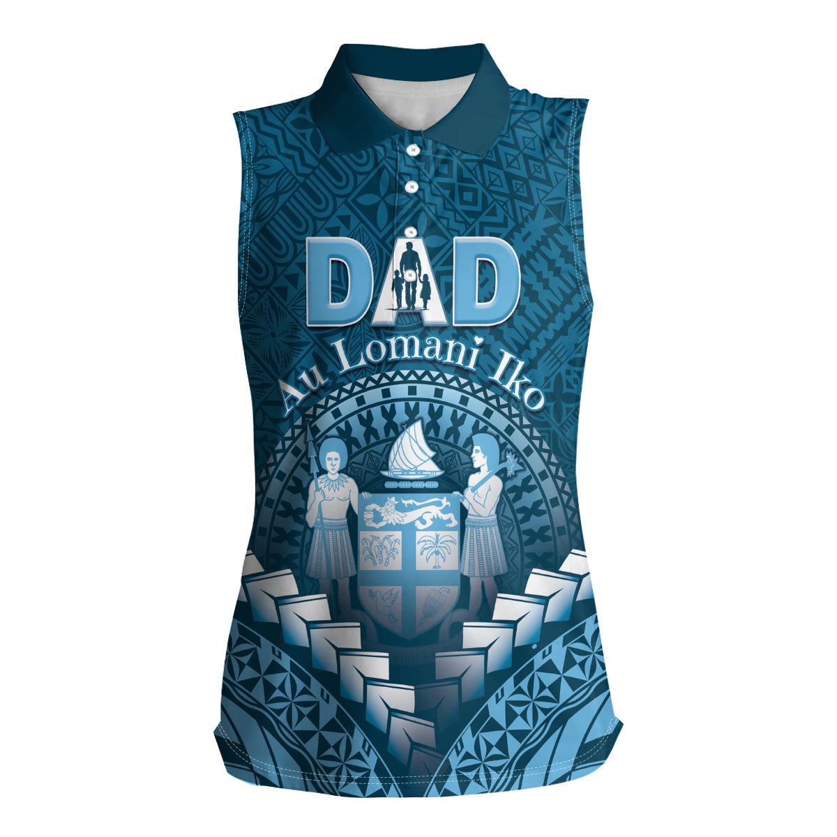 Personalised Fiji Happy Father's Day Women Sleeveless Polo Shirt Au Lomani Iko Dad Polynesian Tribal