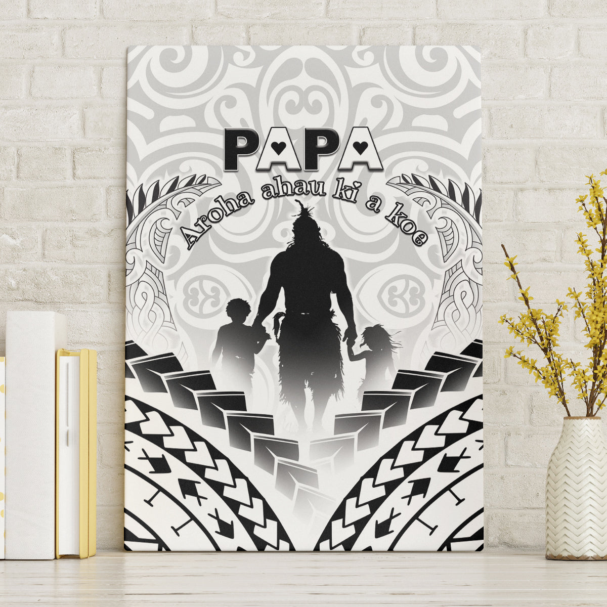 New Zealand Happy Father's Day Canvas Wall Art Aroha Ahau Ki A Koe Papa Polynesian Tribal LT05 Without Frame White - Polynesian Pride