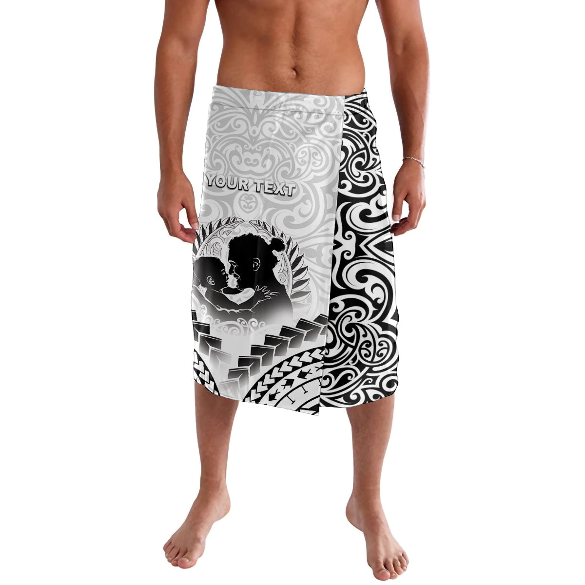 Personalised New Zealand Happy Father's Day Lavalava Aroha Ahau Ki A Koe Papa Polynesian Tribal LT05 White - Polynesian Pride