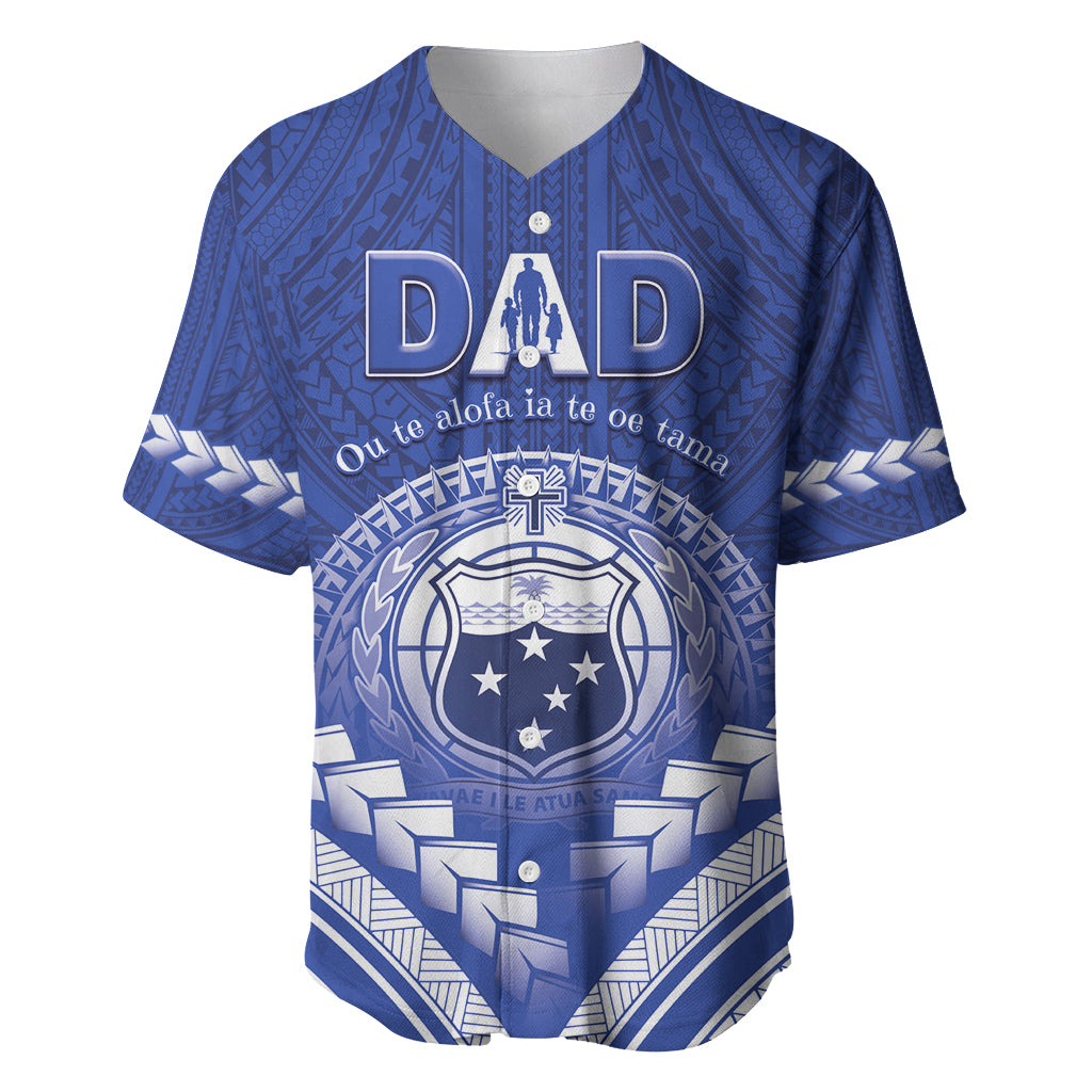 Personalised Samoa Happy Father's Day Baseball Jersey Ou Te Alofa Ia Te Oe Tama Dad Polynesian Tribal LT05 Blue - Polynesian Pride