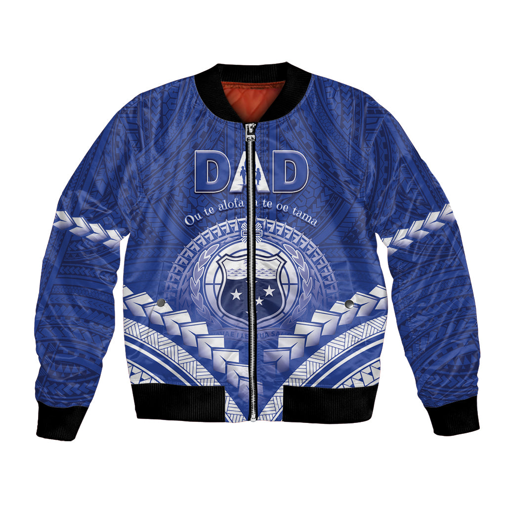 Personalised Samoa Happy Father's Day Bomber Jacket Ou Te Alofa Ia Te Oe Tama Dad Polynesian Tribal LT05 Unisex Blue - Polynesian Pride