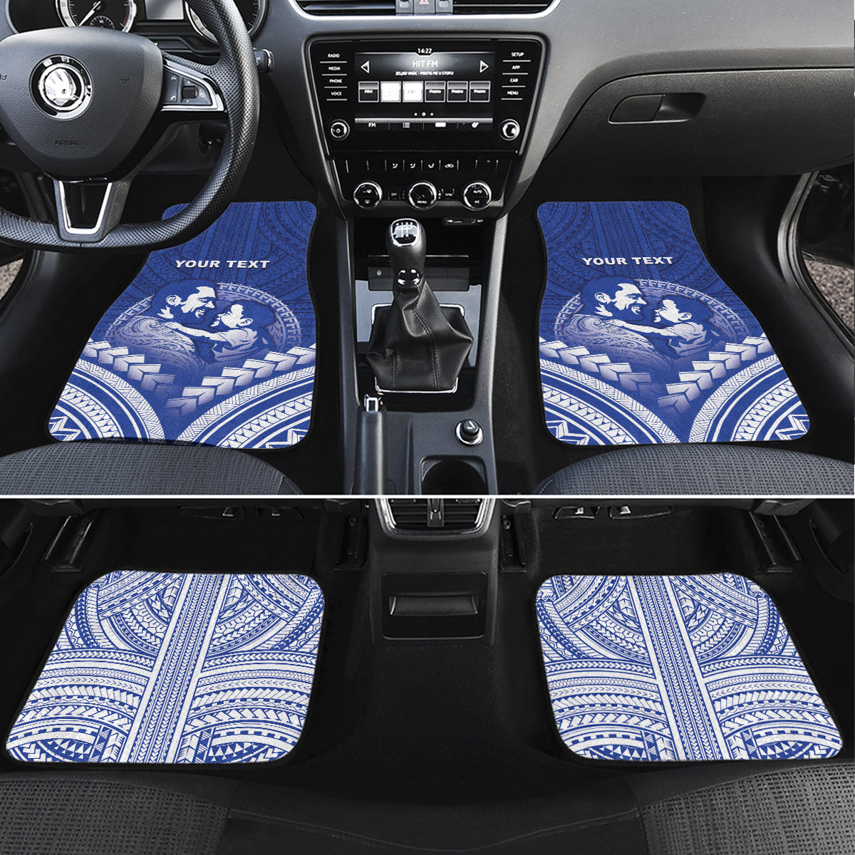 Personalised Samoa Happy Father's Day Car Mats Ou Te Alofa Ia Te Oe Tama Dad Polynesian Tribal LT05 Set 4pcs Blue - Polynesian Pride