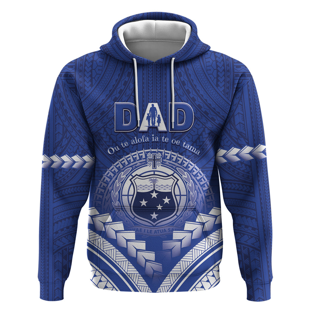 Personalised Samoa Happy Father's Day Hoodie Ou Te Alofa Ia Te Oe Tama Dad Polynesian Tribal LT05 Pullover Hoodie Blue - Polynesian Pride
