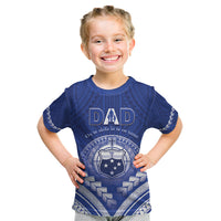 Personalised Samoa Happy Father's Day Kid T Shirt Ou Te Alofa Ia Te Oe Tama Dad Polynesian Tribal LT05 Blue - Polynesian Pride